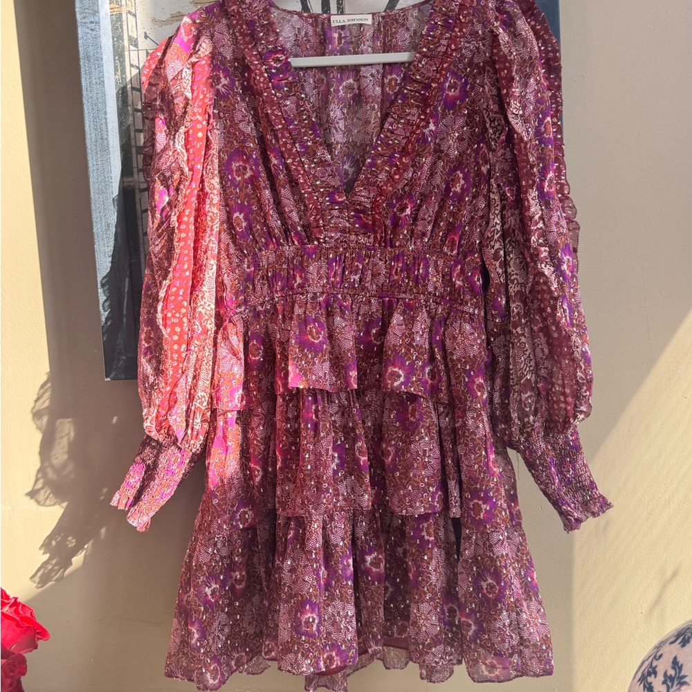 Ulla Johnson Floral Ruffle Mini Dress Size 4